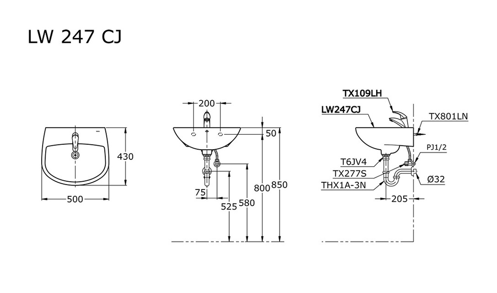 WASTAFEL TOTO Lw 247 CJ 50cm x 43cm (AA)
