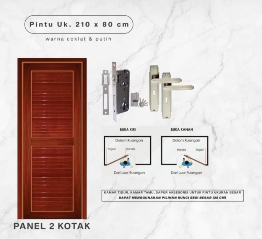 PINTU P UPVC KIRI POLOS COKLAT ARISTON 70/200