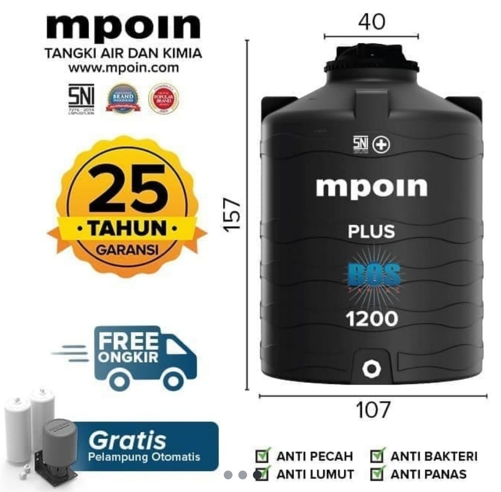 MPOIN TANDON MPOIN TANGKI W1200 - 1100 LITER MPOIN1200 PLUS HITAM