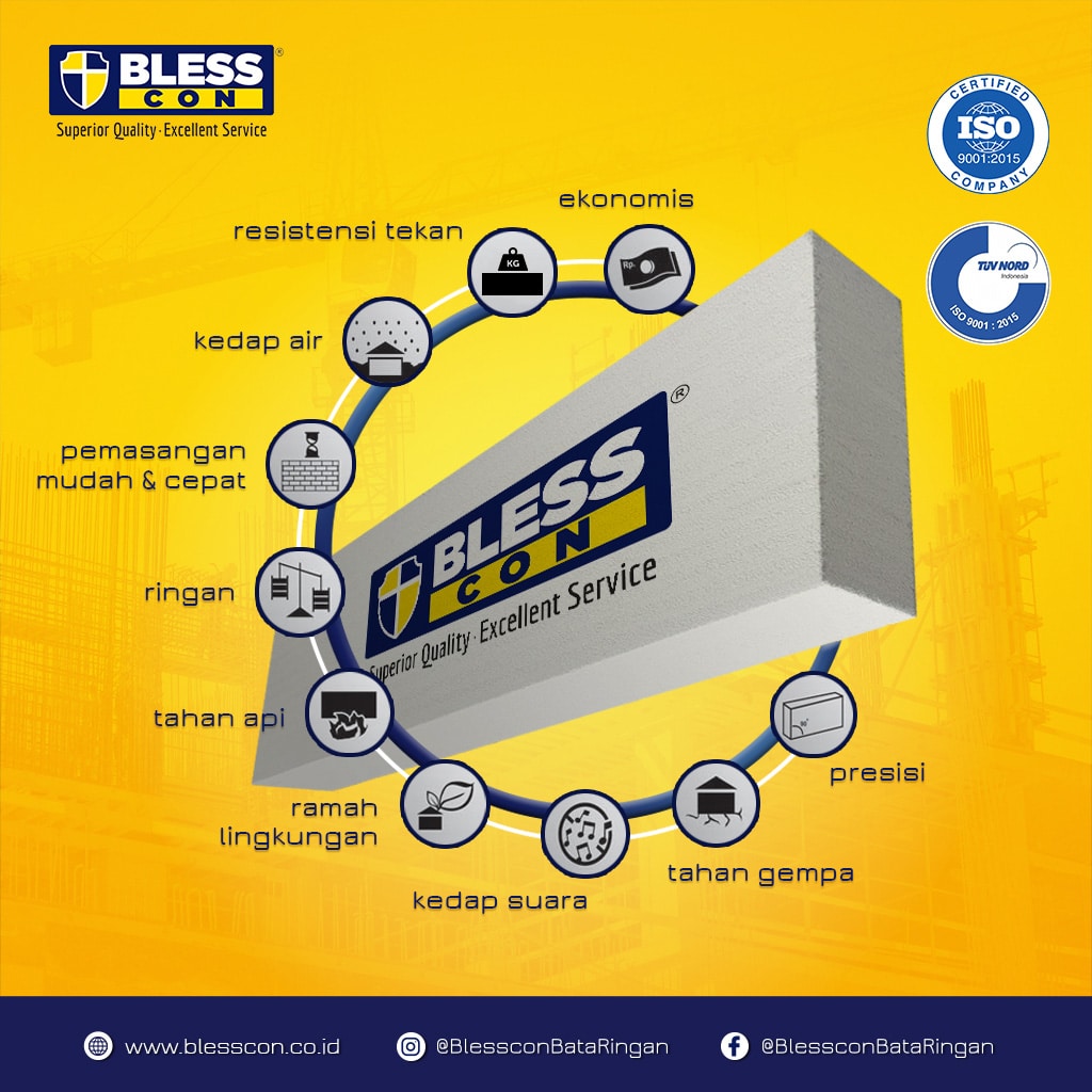 BATA RINGAN 60X20X10 (+-83BIJI/M2) HEBEL BLESSCON (AA)
