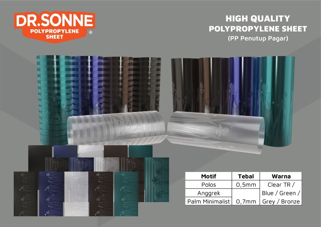 PLAT SHEET PP DR.SONNE BRONZE 070X1X40M PLAM MINIMALIST (AA)