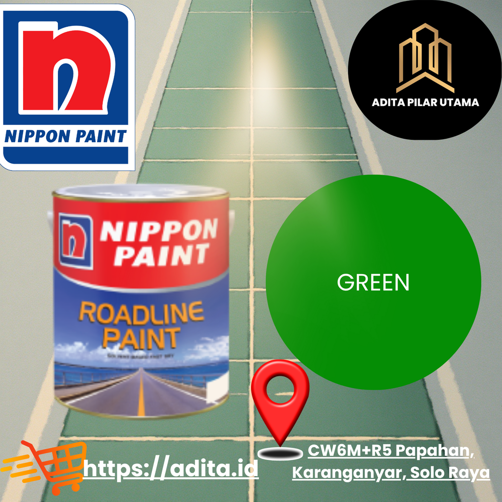 Nippon Roadline - Cat Marka Jalan Hijau Galon (1Kg) (AA)