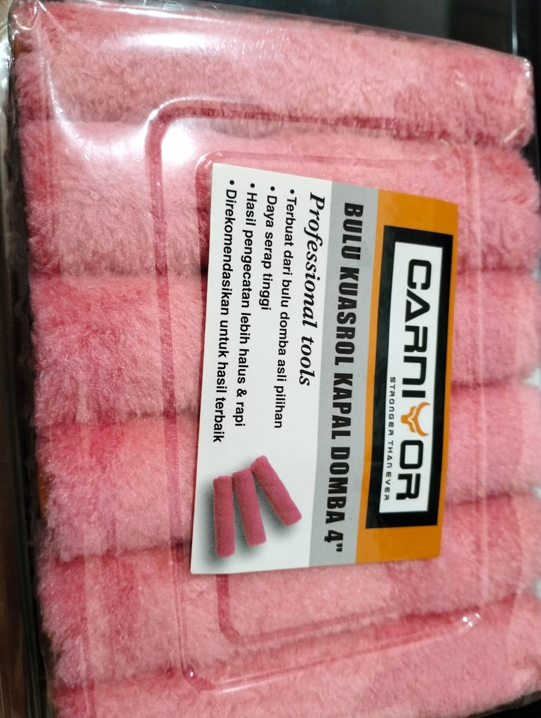 KUAS ROLL 4Inc REFILL KAIN WOOL CARNIVOR PINK 1pack=12bj (AA)