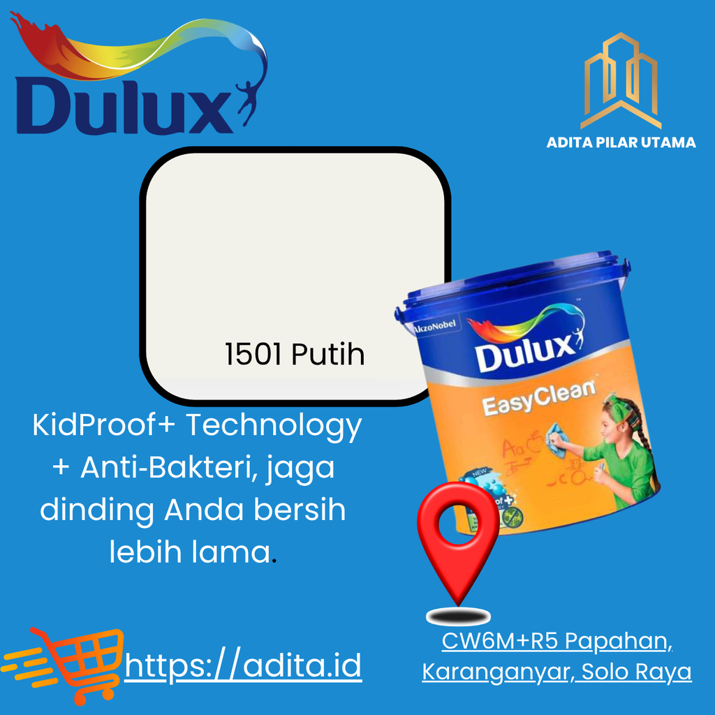 Dulux EasyClean WHITE 1501 - 20LT CAT PUTIH (AA)