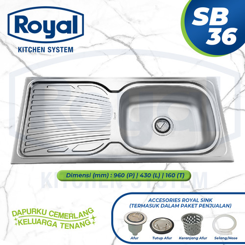 BCP Bak Cuci Piring ROYAL SB 36 DIM 96X43X15CM