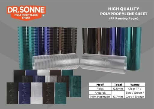 [130820241040 (AA)] PLAT SHEET PP DR.SONNE GREEN 070X1X40M PLAM MINIMALIST (AA)